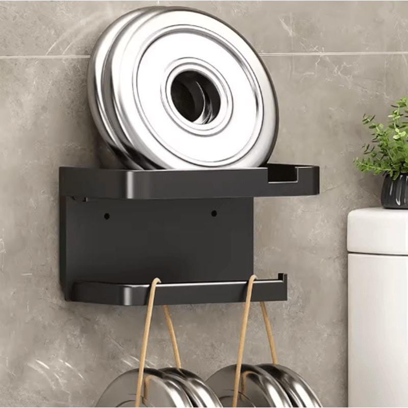 WallMounted Toilet Paper Holder With Storage Shelf For Bathroom Kitchen 7