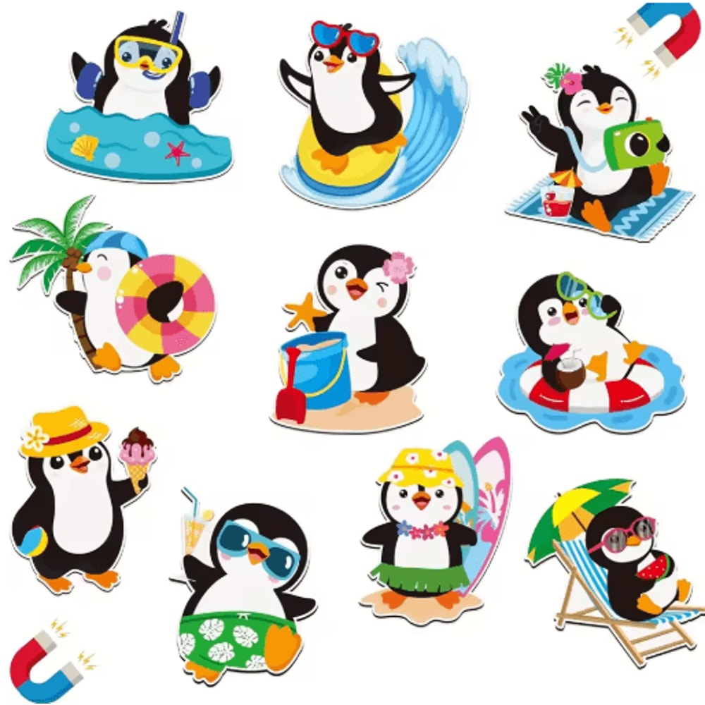 Cute Penguin Cruise Door Magnets Set 10PCS Beach Pool Theme Decor 1