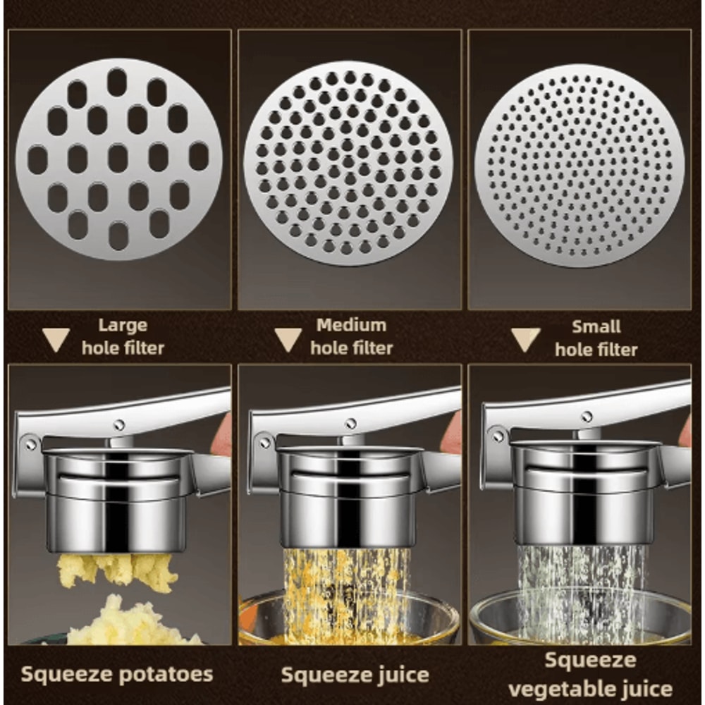 Stainless Steel Potato Masher Ricer Press For Smooth Purees 5