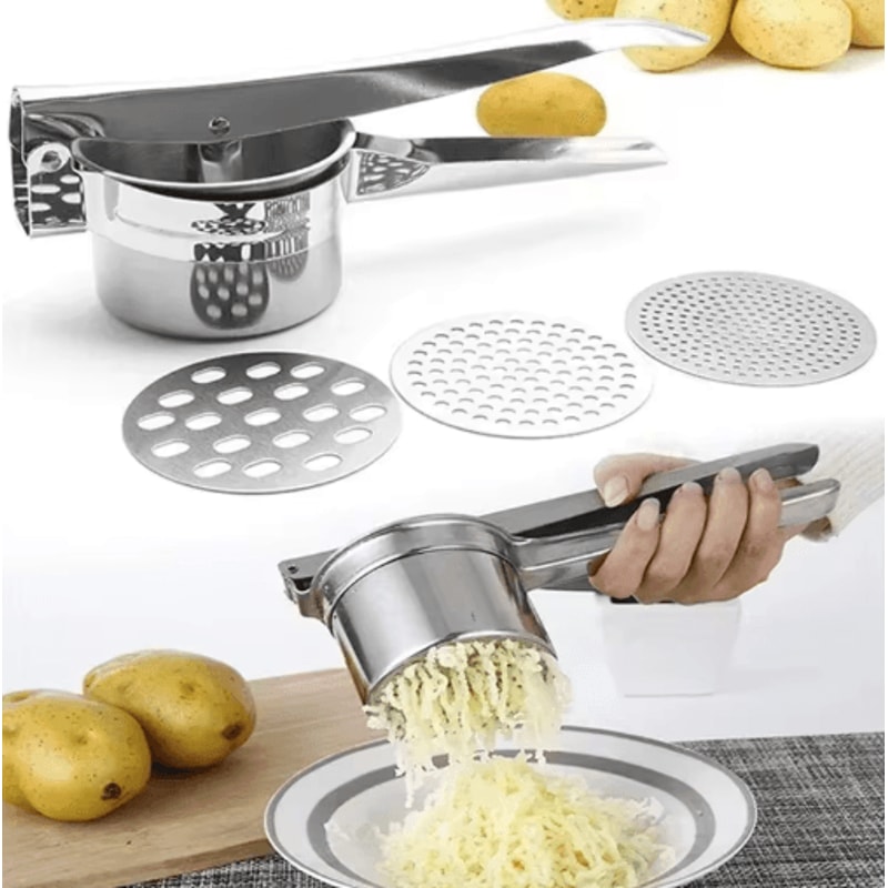 Stainless Steel Potato Masher Ricer Press For Smooth Purees 0