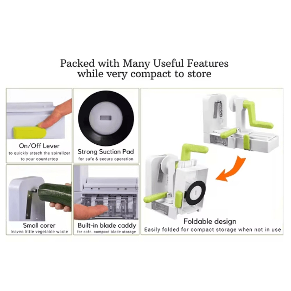 LMETJMA 5in1 Rotary Vegetable Spiralizer Cheese Grater JT319 3