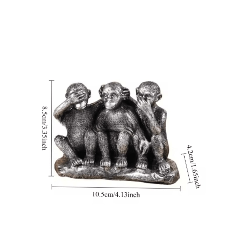 Creative Three Wise Monkeys Resin Figurine For Home Decor Gifting 1