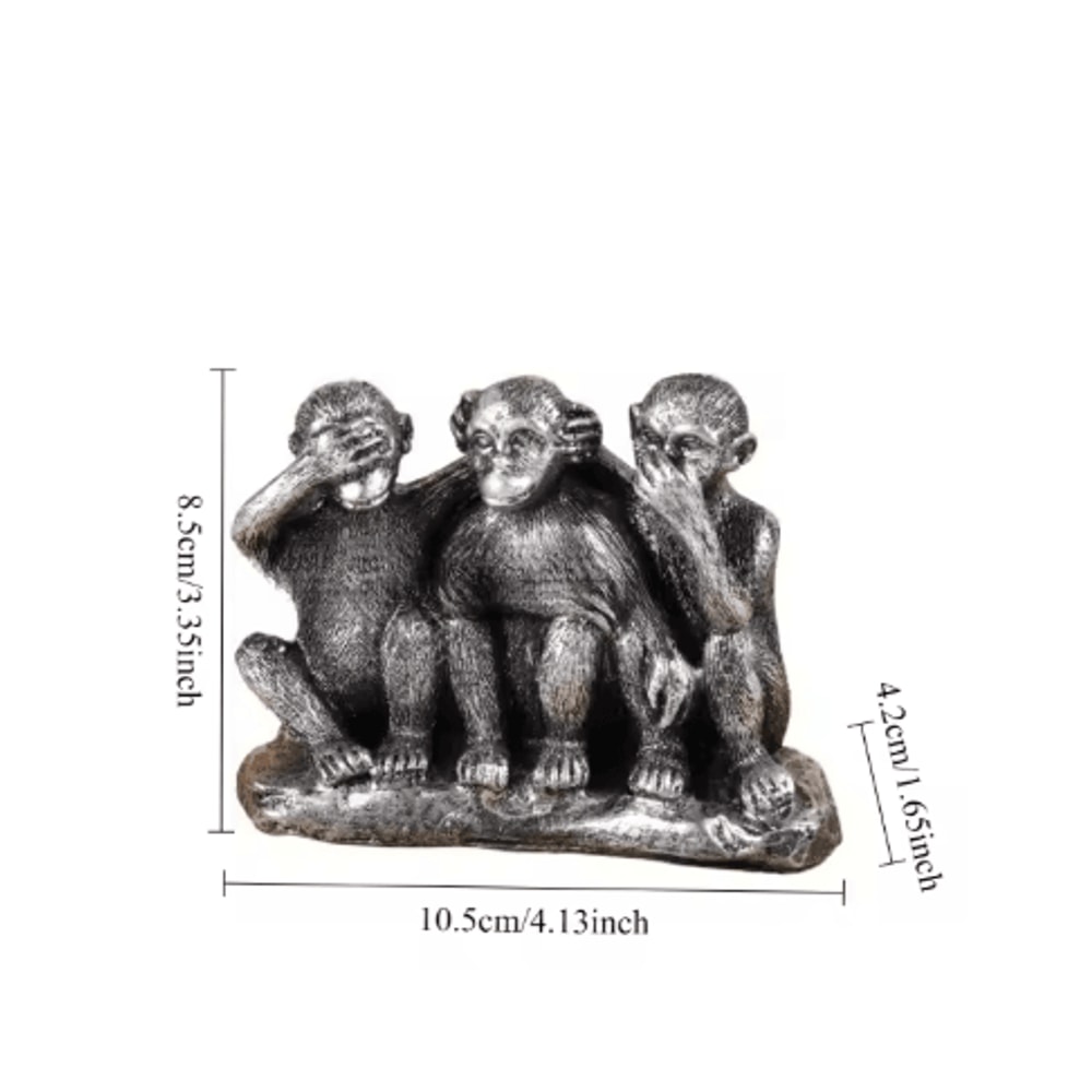Creative Three Wise Monkeys Resin Figurine For Home Decor Gifting 3