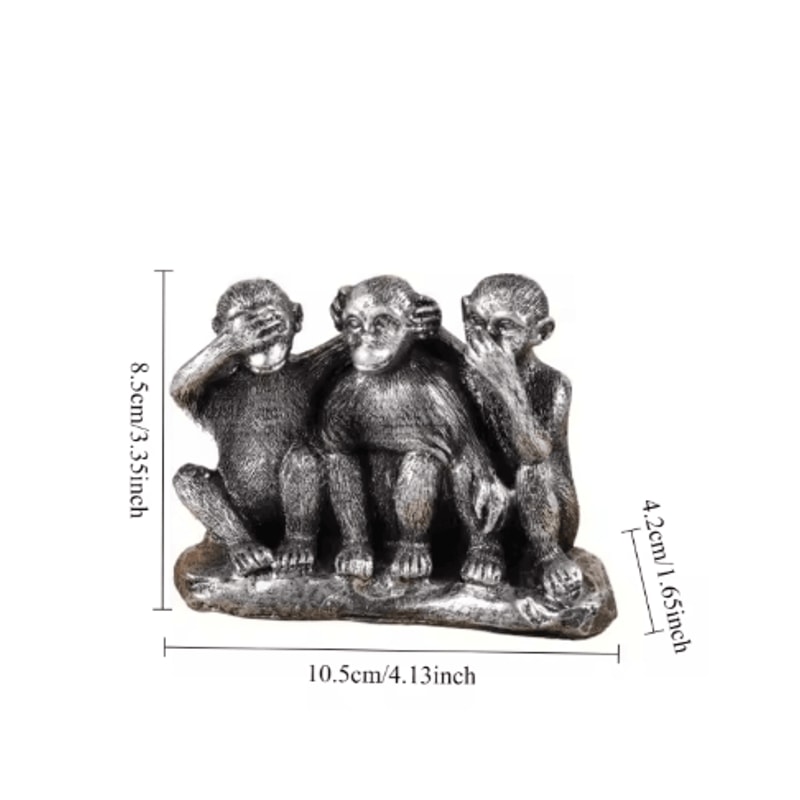 Creative Three Wise Monkeys Resin Figurine For Home Decor Gifting 3
