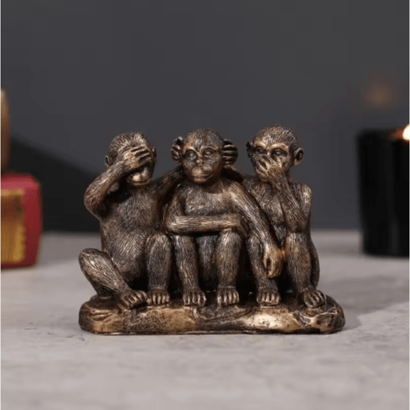 Creative Three Wise Monkeys Resin Figurine For Home Decor Gifting 4