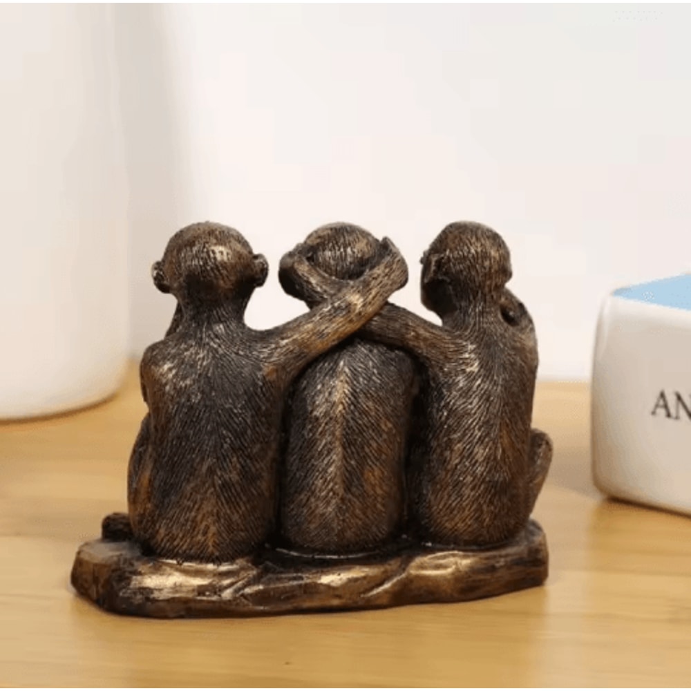 Creative Three Wise Monkeys Resin Figurine For Home Decor Gifting 5