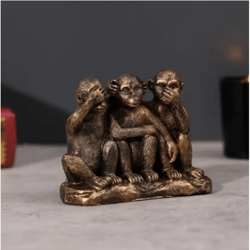 Creative Three Wise Monkeys Resin Figurine For Home Decor Gifting 6
