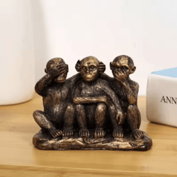 creative three wise monkeys resin figurine for home decor & gifting