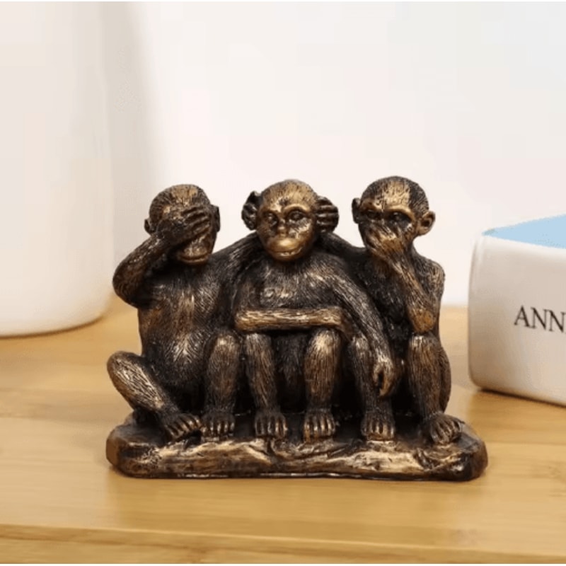 Creative Three Wise Monkeys Resin Figurine For Home Decor Gifting 0
