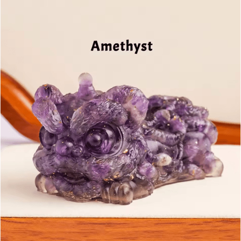 Natural Crystal Lion Dance Feng Shui Statue For Home Office Decor 2