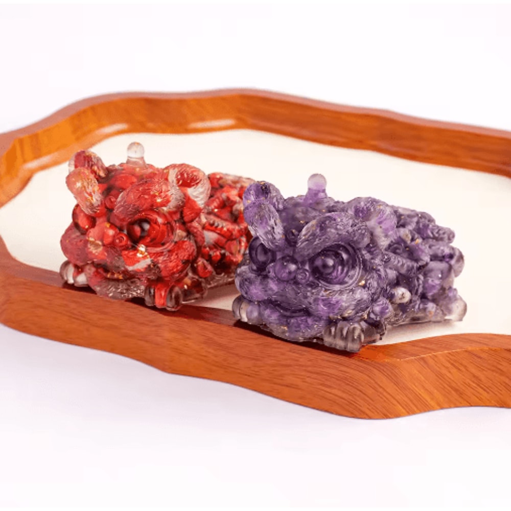 Natural Crystal Lion Dance Feng Shui Statue For Home Office Decor 6