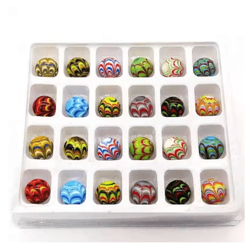 Feather Design 16 Mm Handmade Glass Marbles Decorative Game Home Accent Balls 1