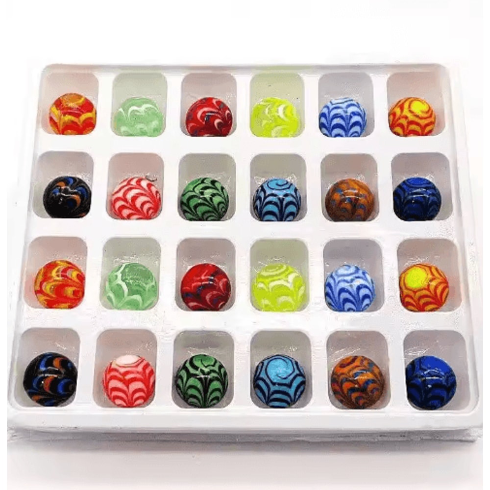 Feather Design 16 Mm Handmade Glass Marbles Decorative Game Home Accent Balls 2