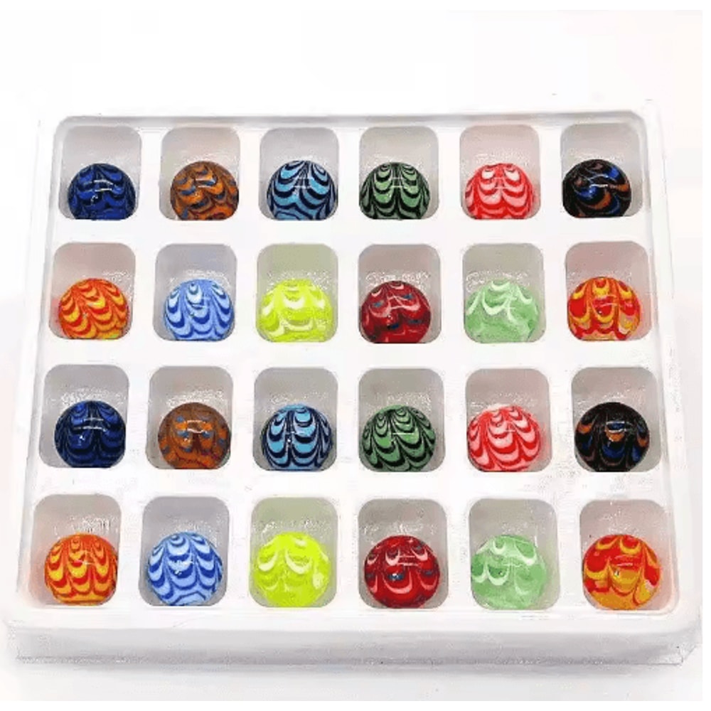 Feather Design 16 Mm Handmade Glass Marbles Decorative Game Home Accent Balls 3