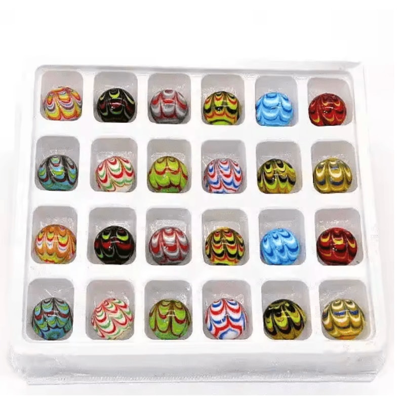Feather Design 16 Mm Handmade Glass Marbles Decorative Game Home Accent Balls 4