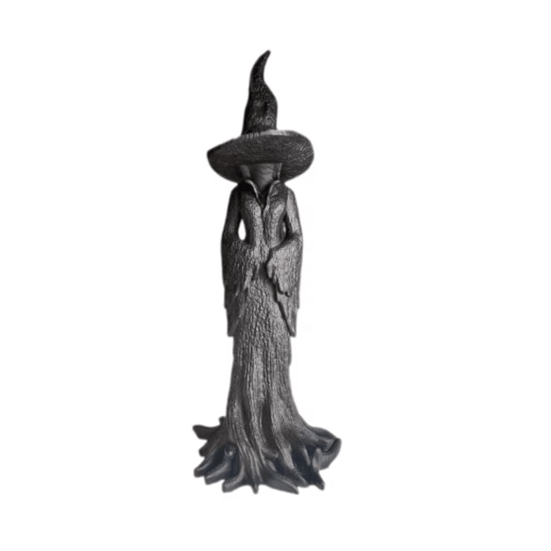 Gothic Witch Statue With Withered Tree Texture Spooky Halloween Desktop Decor 1