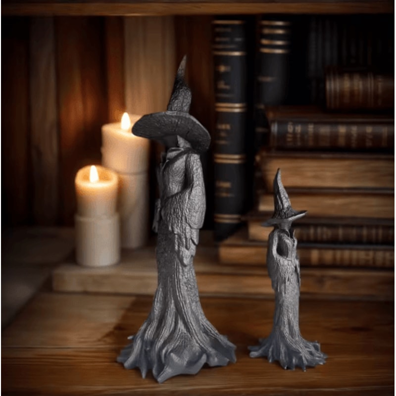Gothic Witch Statue With Withered Tree Texture Spooky Halloween Desktop Decor 3