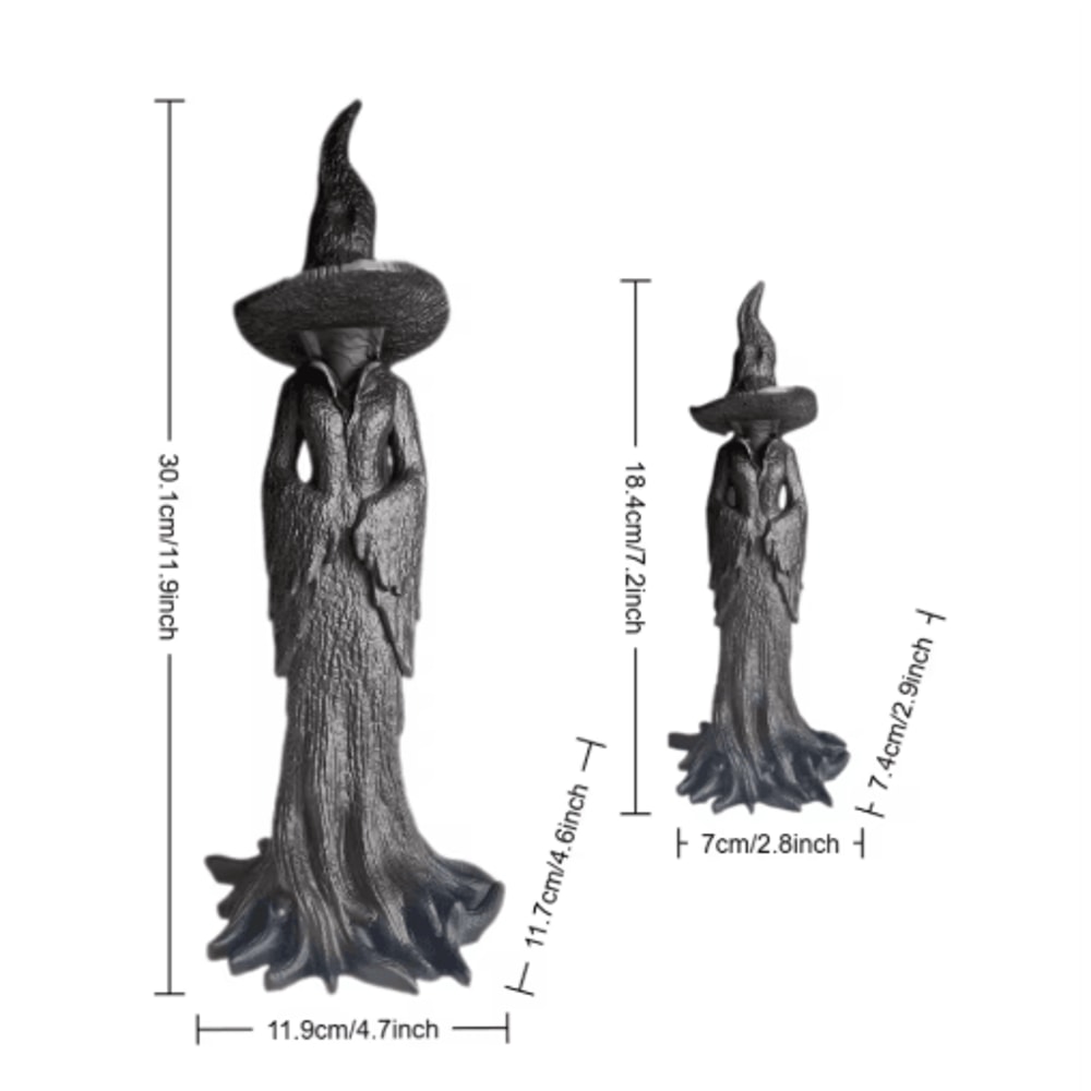Gothic Witch Statue With Withered Tree Texture Spooky Halloween Desktop Decor 4