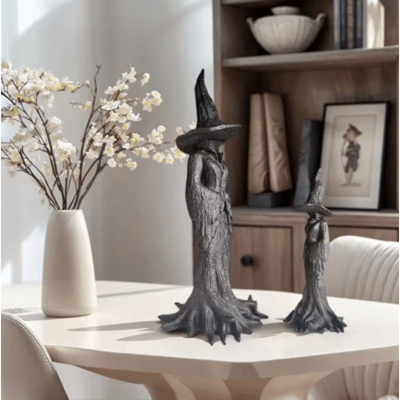 Gothic Witch Statue With Withered Tree Texture Spooky Halloween Desktop Decor 6