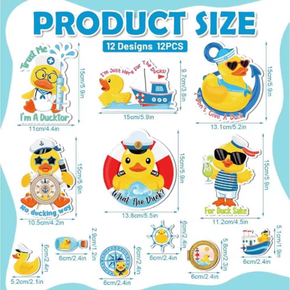 12Piece Duck Cruise Door Magnets Set Waterproof Funny Summer Fridge Decor 1