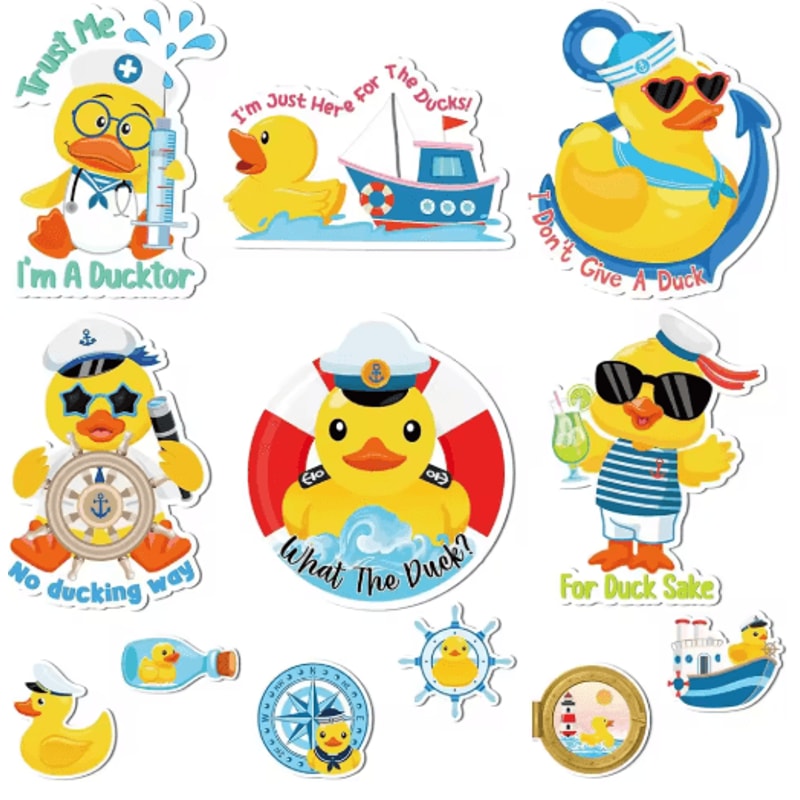 12Piece Duck Cruise Door Magnets Set Waterproof Funny Summer Fridge Decor 4