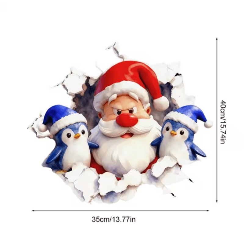 Santa Claus 3D Effect Wall Stickers Peel And Stick Funny Christmas Decals 2