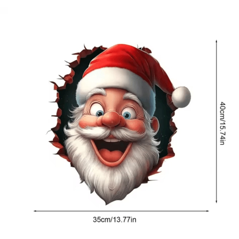 Santa Claus 3D Effect Wall Stickers Peel And Stick Funny Christmas Decals 3