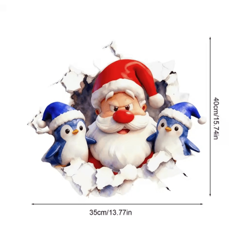 Santa Claus 3D Effect Wall Stickers Peel And Stick Funny Christmas Decals 4