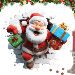 santa claus 3d effect wall stickers peel and stick funny christmas decals