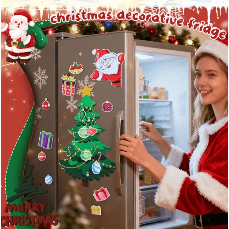 Christmas Tree Magnetic Fridge Magnets Holiday Kitchen Home Decor Stickers 3