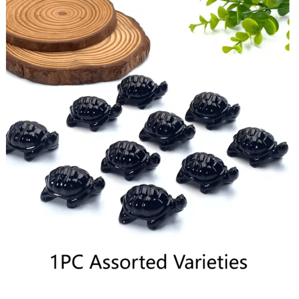 Obsidian Tortoise Carving Symbolic Crystal Animal Figurine For Home Decor Gifting 1