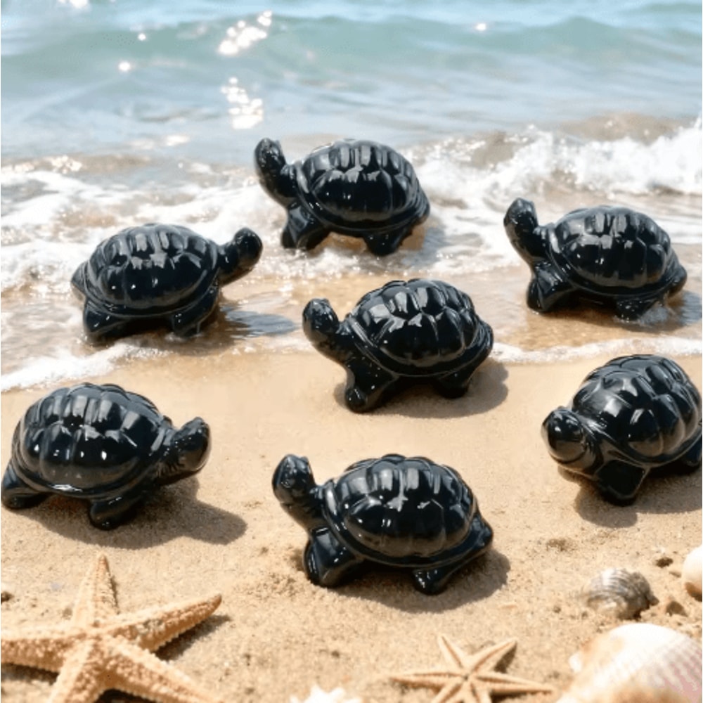 Obsidian Tortoise Carving Symbolic Crystal Animal Figurine For Home Decor Gifting 2