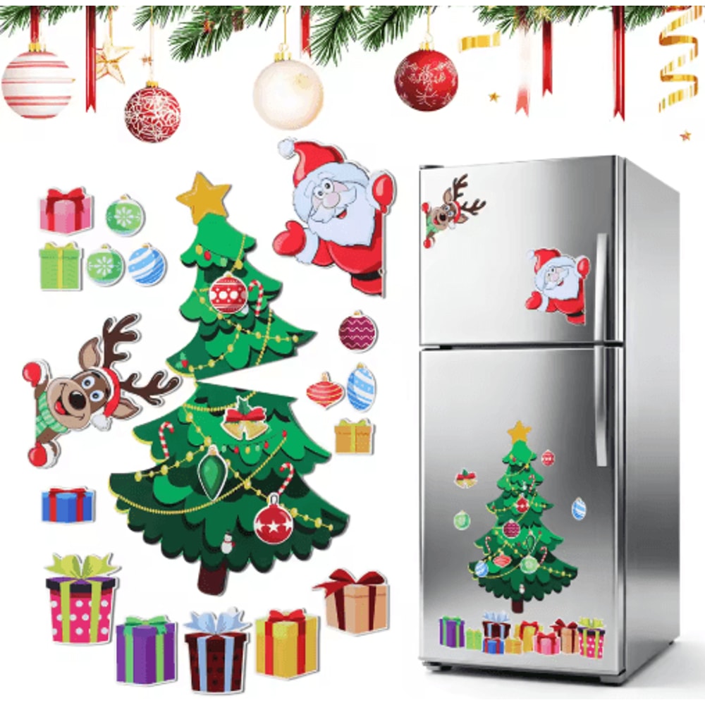Christmas Tree Refrigerator Magnetic Stickers Small Holiday Magnets For Indoor Decor 0