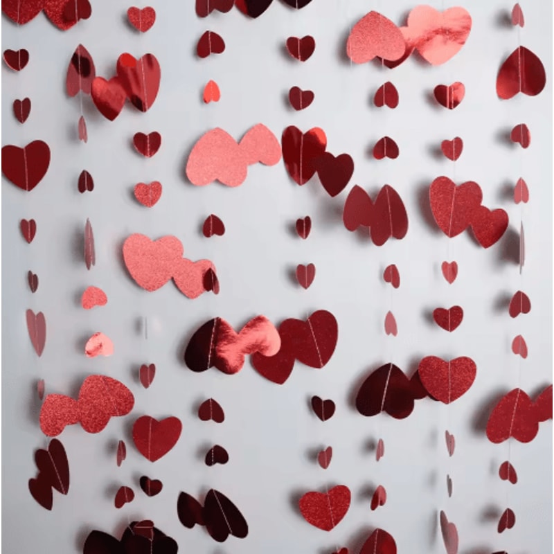 4M Red Heart Wedding Garland Glitter Love Streamer For Parties Home Decor 1