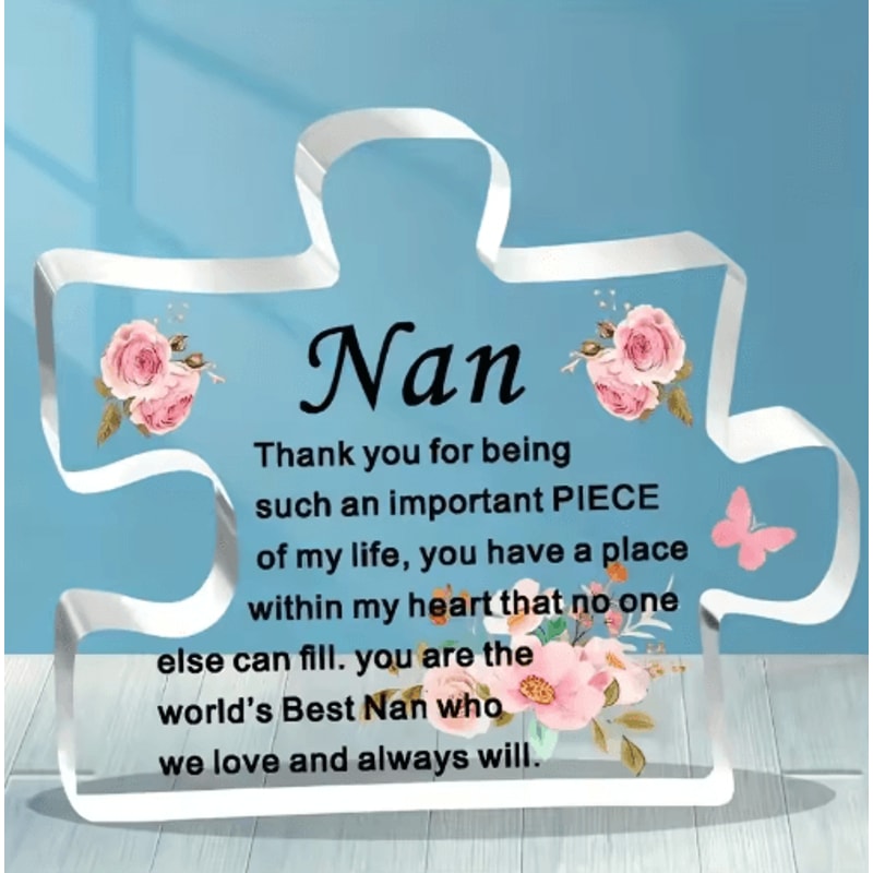 Heartfelt Nan Acrylic Puzzle Keepsake Floral Gift From Grandchildren 1