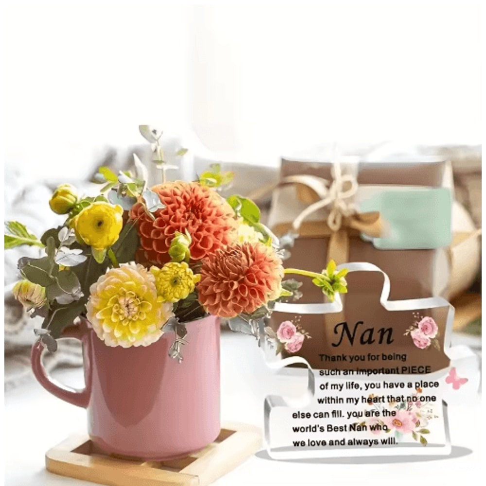 Heartfelt Nan Acrylic Puzzle Keepsake Floral Gift From Grandchildren 2