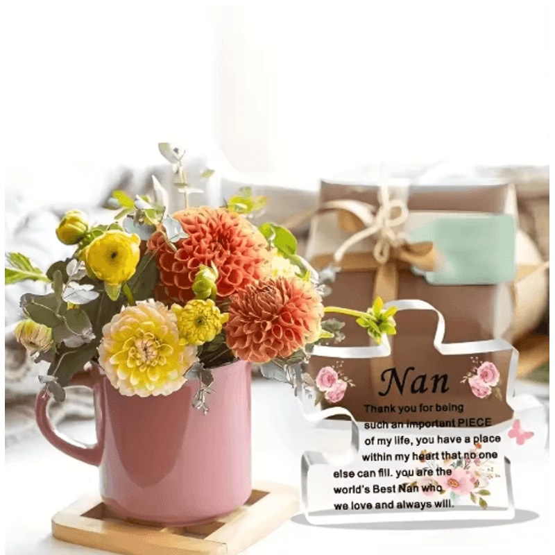 Heartfelt Nan Acrylic Puzzle Keepsake Floral Gift From Grandchildren 2