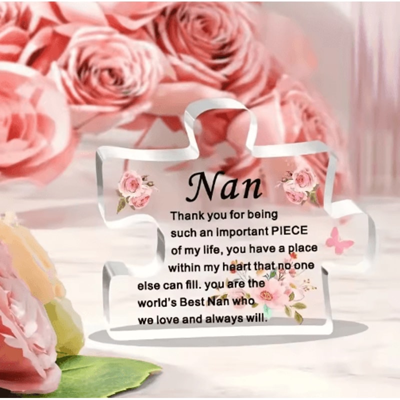 Heartfelt Nan Acrylic Puzzle Keepsake Floral Gift From Grandchildren 3