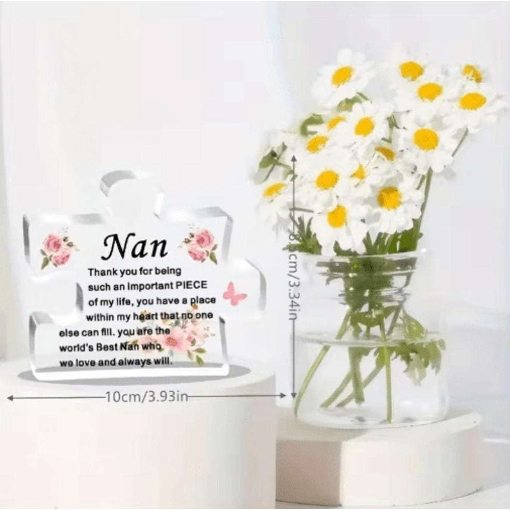 Heartfelt Nan Acrylic Puzzle Keepsake Floral Gift From Grandchildren 4
