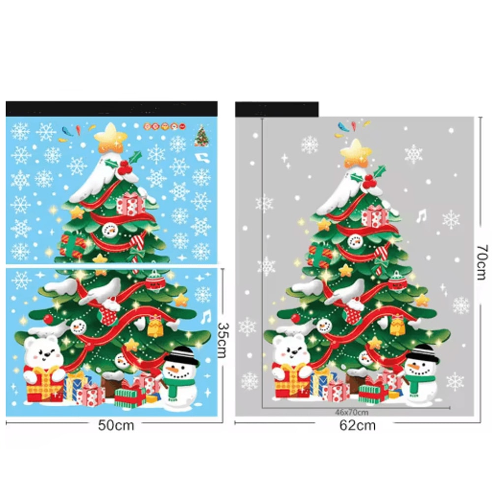 Christmas PVC Wall Decals Set Festive Door Window And Tree Stickers For Holiday Decor 2