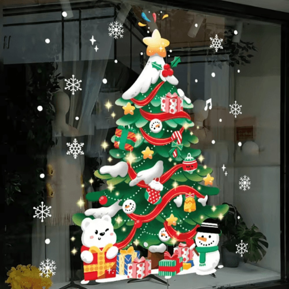 Christmas PVC Wall Decals Set Festive Door Window And Tree Stickers For Holiday Decor 3