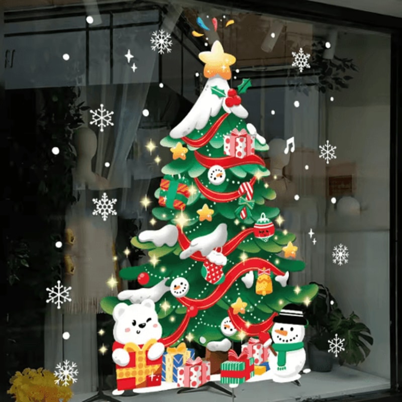 Christmas PVC Wall Decals Set Festive Door Window And Tree Stickers For Holiday Decor 3