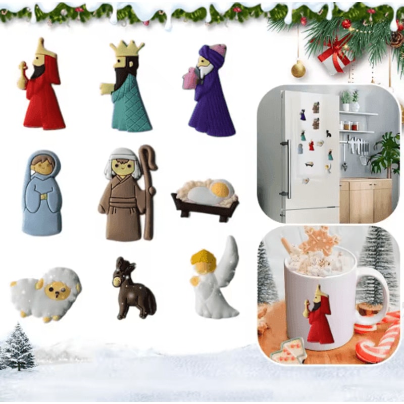 9Piece Jesus Christian Fridge Magnets Set Religious Christmas Decor For Kitchen Home 3