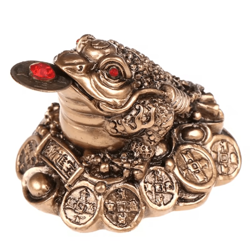 Feng Shui Golden Toad Money Statue Lucky Fortune Wealth Frog Tabletop Ornament 1