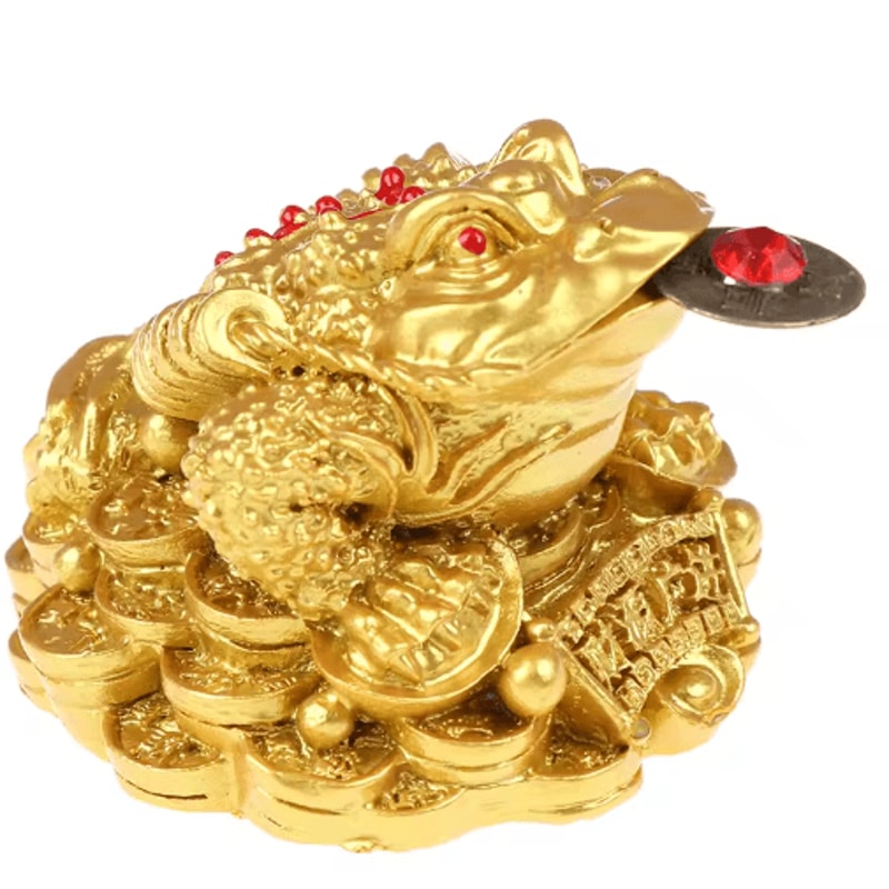 Feng Shui Golden Toad Money Statue Lucky Fortune Wealth Frog Tabletop Ornament 2