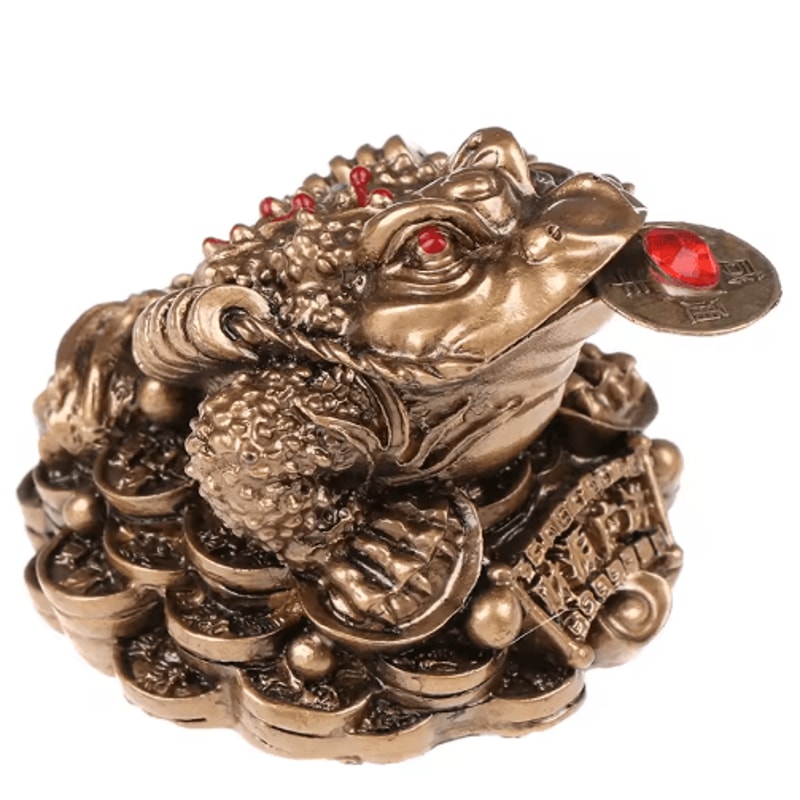 Feng Shui Golden Toad Money Statue Lucky Fortune Wealth Frog Tabletop Ornament 3