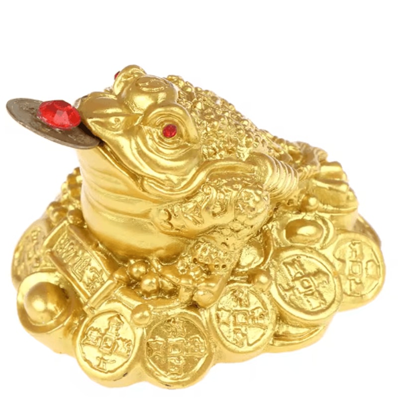 Feng Shui Golden Toad Money Statue Lucky Fortune Wealth Frog Tabletop Ornament 4