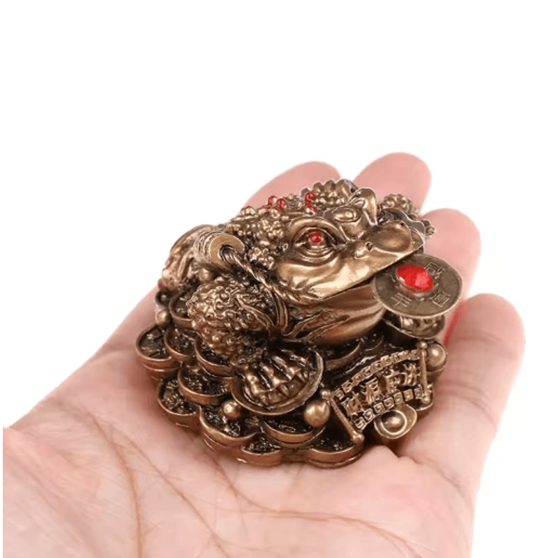 Feng Shui Golden Toad Money Statue Lucky Fortune Wealth Frog Tabletop Ornament 5