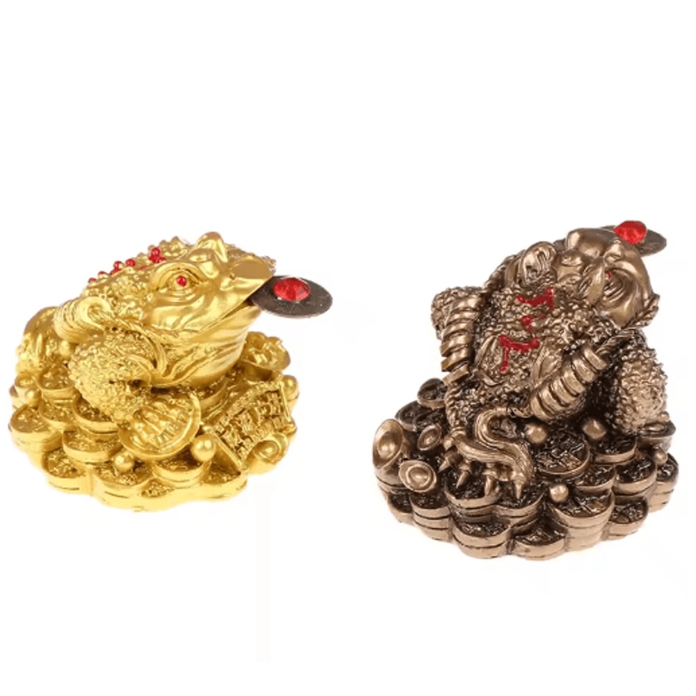 Feng Shui Golden Toad Money Statue Lucky Fortune Wealth Frog Tabletop Ornament 7
