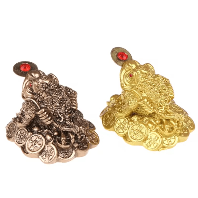 Feng Shui Golden Toad Money Statue Lucky Fortune Wealth Frog Tabletop Ornament 8